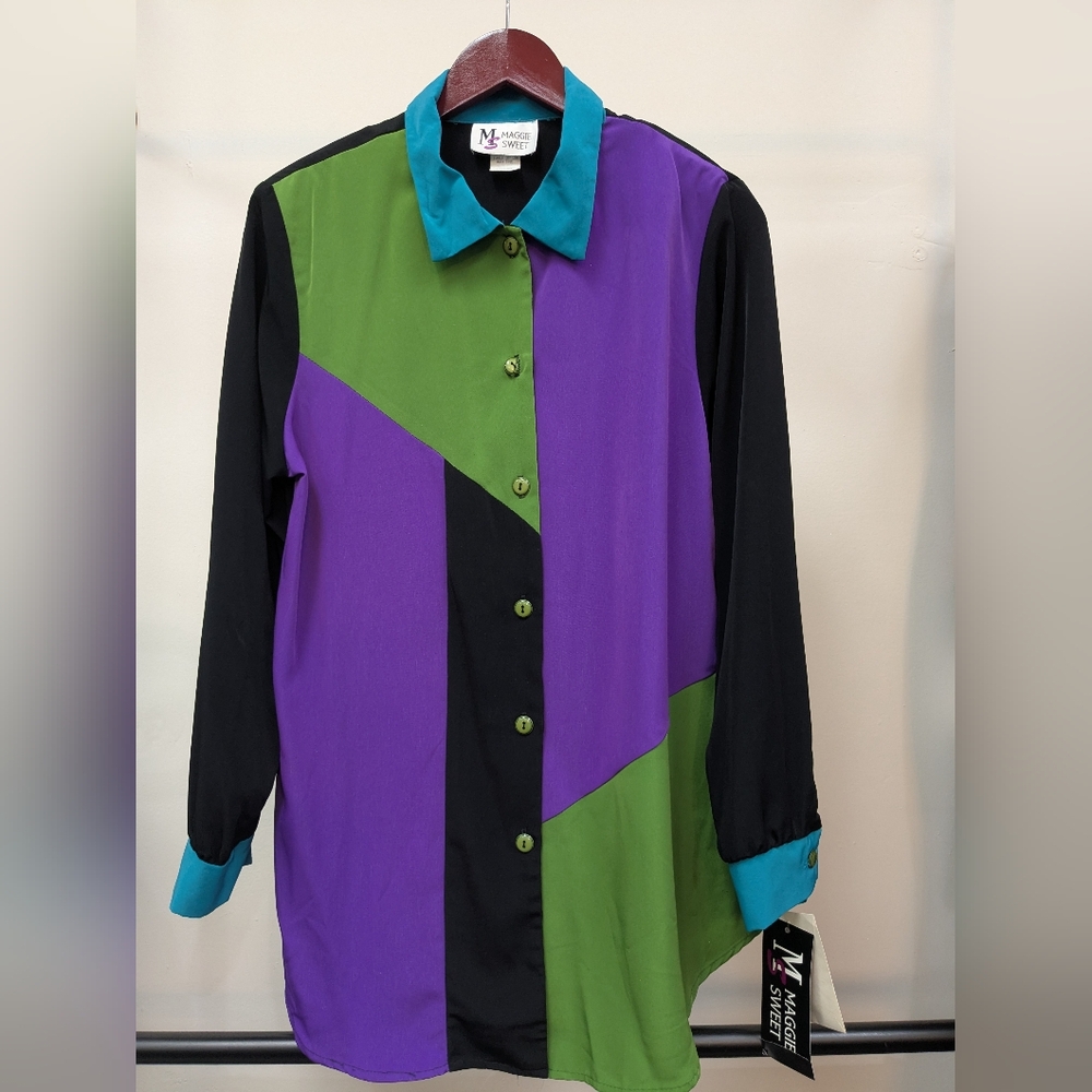 Vintage Colorblock Button-Up Shirt
